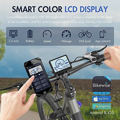 Smart color LCD display for bikes with app connectivity.
